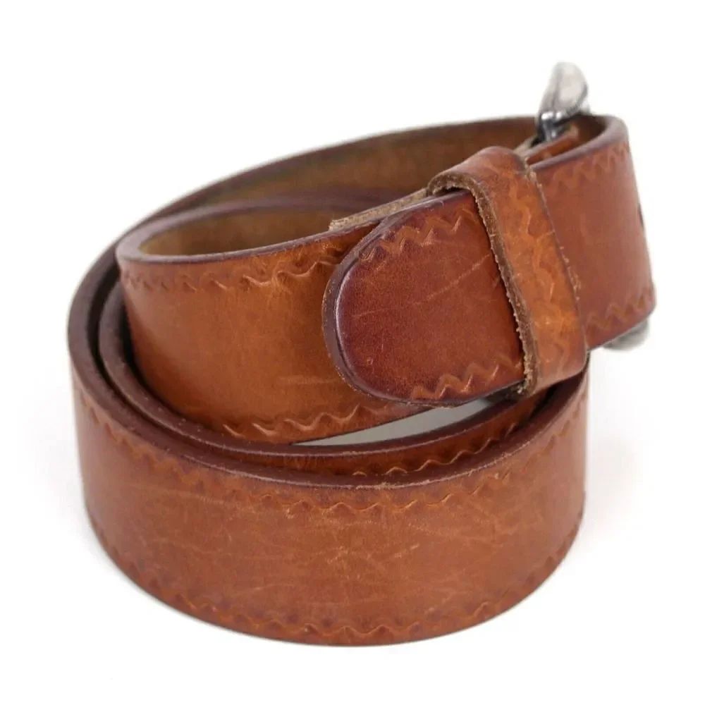 TOOLED SADDLE BROWN GENUINE LEATHER 1.25
